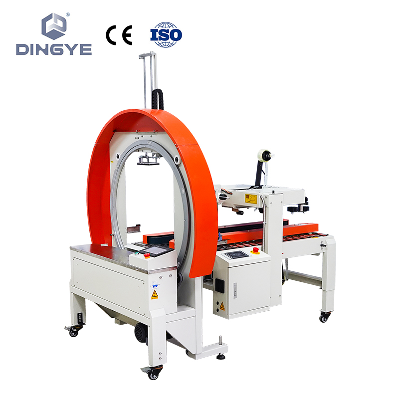 FXW6060 tape wrapping machine& DFXC5050XI Carton sealer with labeling